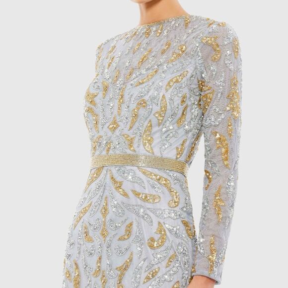 MAC DUGGAL 5124  Beaded Long Sleeve Evening Gown Dress - Picture 3 of 13